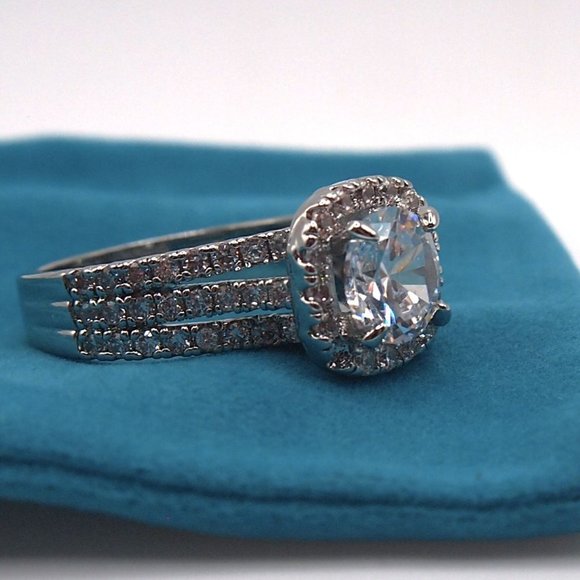 Ladies 2.50ctw Halo Bridal Diamond Ring, 18K White Gold - Picture 14 of 15